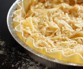 Potatoes pie in an aluminium form