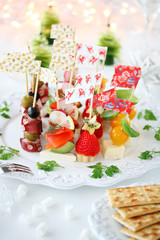 Delicous assorted appetizer on the christmas table