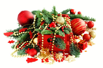 Red and golden festive christmas decorations
