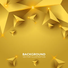 Abstract gold Triangle Background. 3D Triangles. Modern Wallpaper. Vector illustration