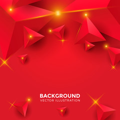 Abstract red Triangle Background. 3D Triangles. Modern Wallpaper. Vector illustration