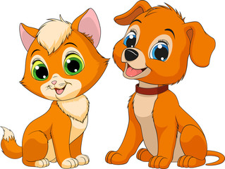 kitten and puppy friends.