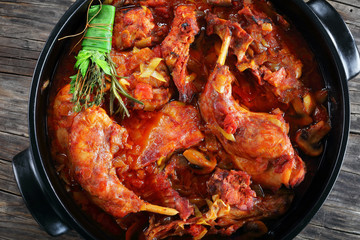 delicious Braised Rabbit in a pan