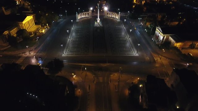 Heroes Square aerial reveal, Budapest, Hungary