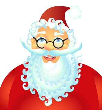 Vector cartoon Santa Claus smile happy face decoration with spectacled isolated on white background vector Illustration christmas new year