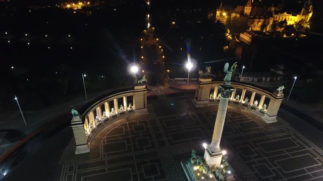 Heroes square flyover, Vajdahunyad castle, Budapest, Hungary