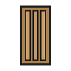 Wooden Closed Front Door Entrance Modern Interior Design. Minimal Color Flat Line Outline Stroke Icon Illustration