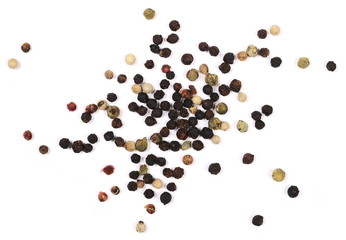 Colorful pepper isolated on white background, with clipping path, top view