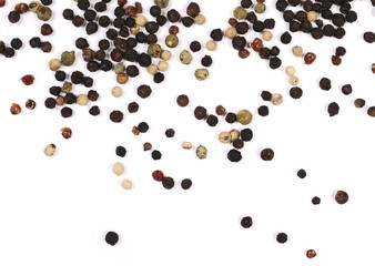 Colorful pepper isolated on white background, with clipping path, top view