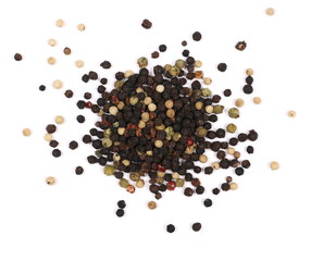 Colorful pepper isolated on white background, with clipping path, top view