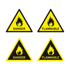 Warning danger flammable liquid gas solid fuel sign set