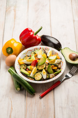 grilled vegetables salad with avocado