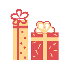 Gift Boxes Decorated with Bows Vector Illustration