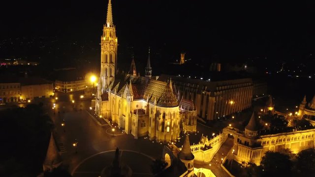 Matthias Church Roman Catholic church in Budapest aerial view, Budapest, Hungary