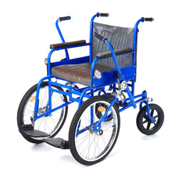 Fototapeta na wymiar Blue wheelchair on white background