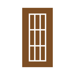 Wooden Closed Front Door Entrance Modern Interior Design. Minimal Flat Line Outline Solid Icon Illustration