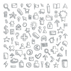 Vector Doodle Icons Set. Beautiful vector design.