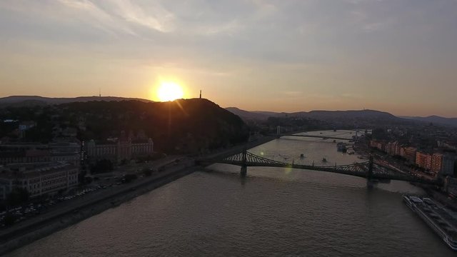Sunset over Budapest aerial view, Hungary