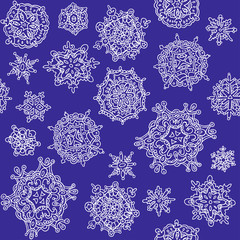 Seamless snowflakes background for winter and christmas theme.  Can be used for textile, website background, book cover, packaging.