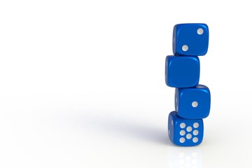 Happy New Year 2018 concept with blue dice, 3D rendering isolated on white background