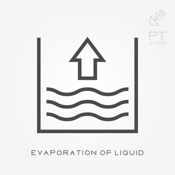 Line Icon Evaporation Of Liquid