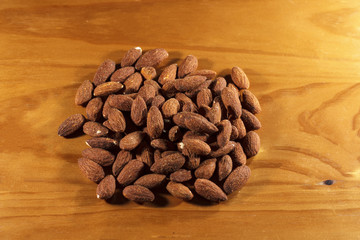 isolated almonds in a table