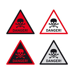 Danger toxic poison sign set