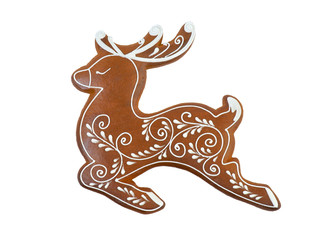 gingerbread reindeer on white background