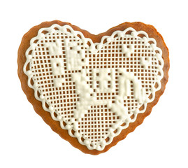 gingerbread heart on white background