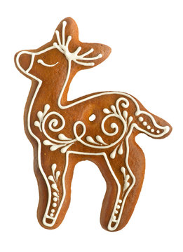 gingerbread reindeer on white background