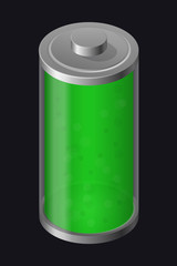 Transparent Glass Battery. Green Color