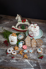 Christmas decoration. Stylish Christmas cookies. Christmas post cards.