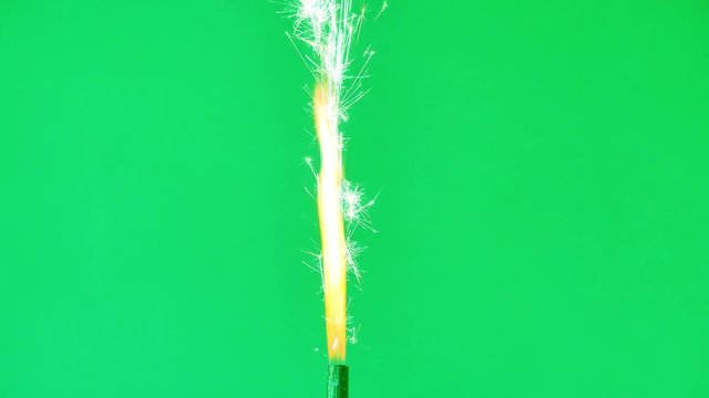 firework fountain sparkling bright, green screen 