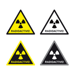 Radioactive nuclear radiation sign set