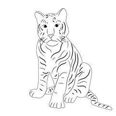 Fototapeta na wymiar sketch of a tiger sitting