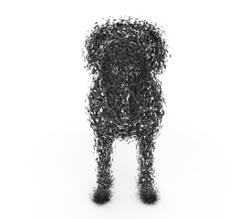 Dog wire frame shape in low polygon style. 3D rendering image.