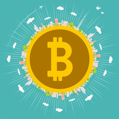 bitcoin Townscape back image illustration_round earth