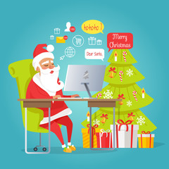 Santa Mail. Merry Christmas. Man Reading Letters