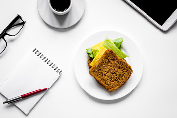 concept of lunch break at work top view mock up