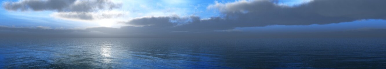 beautiful sunset.
sun among the clouds over the sea.

