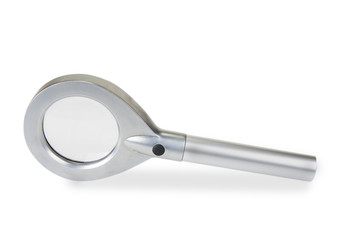 Magnifying glass with led lights on the white background.