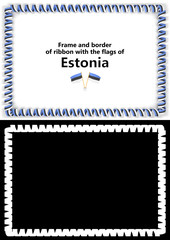 Frame and border of ribbon with the Estonia flag for diplomas, congratulations, certificates. Alpha channel. 3d illustration