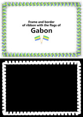 Frame and border of ribbon with the Gabon flag for diplomas, congratulations, certificates. Alpha channel. 3d illustration