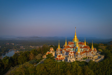 Fototapeta na wymiar Wat Tang Sai. Beautiful temple on the top of Thongchai mountain, Prachuap Khirikhan, Thailand.