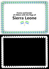 Frame and border of ribbon with the Sierra Leone flag for diplomas, congratulations, certificates. Alpha channel. 3d illustration