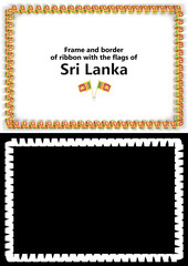 Frame and border of ribbon with the Sri Lanka flag for diplomas, congratulations, certificates. Alpha channel. 3d illustration