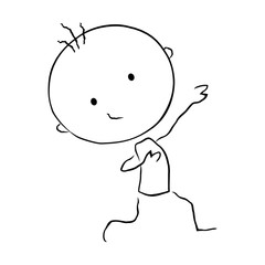 Line boy showing his hand up