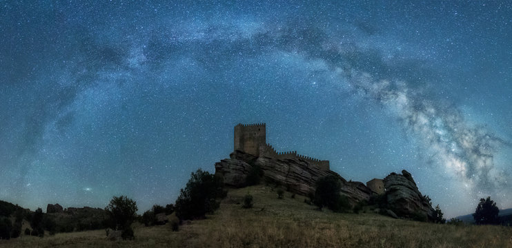 Castle under starry sky
