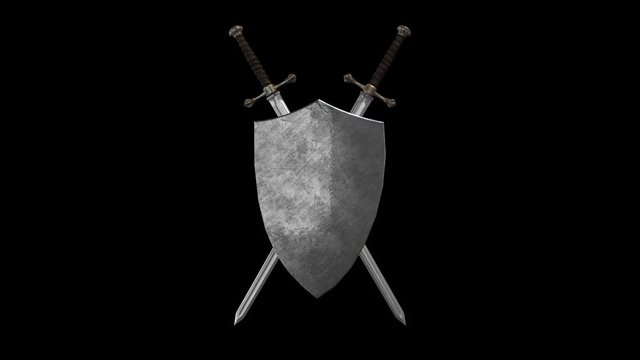European Swords And Shield Forming a Symbol in Alpha Channel