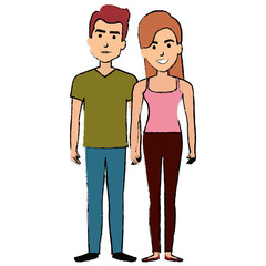 Fototapeta premium lovers couple avatars characters vector illustration design